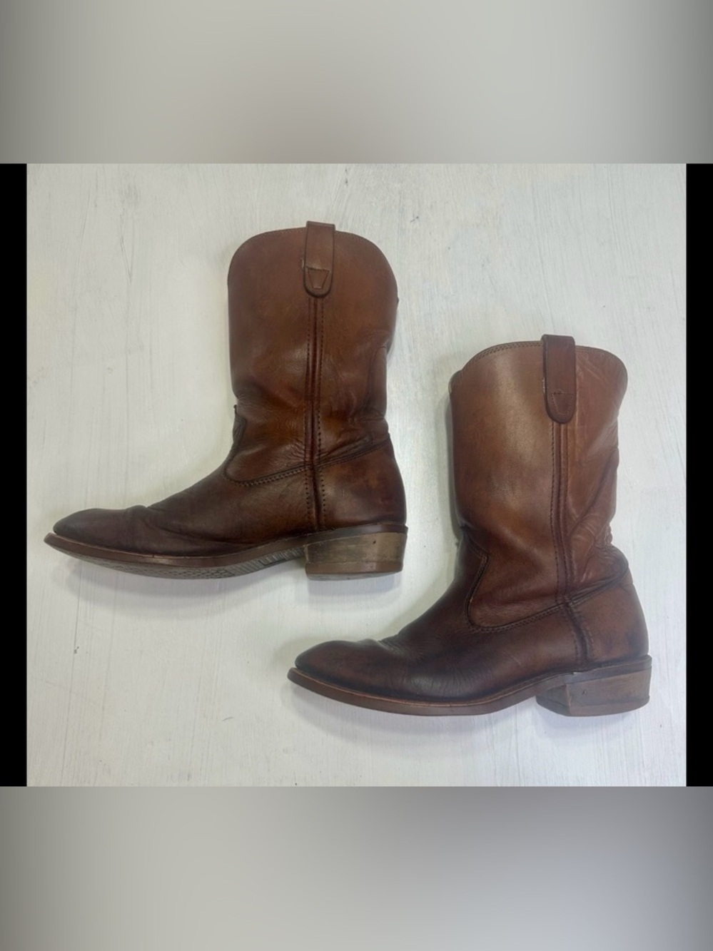 Vintage 1990’s Brown Leather Western Biltrite Sole Cowboy Ranch Boots Men 8D - Picture 4 of 16